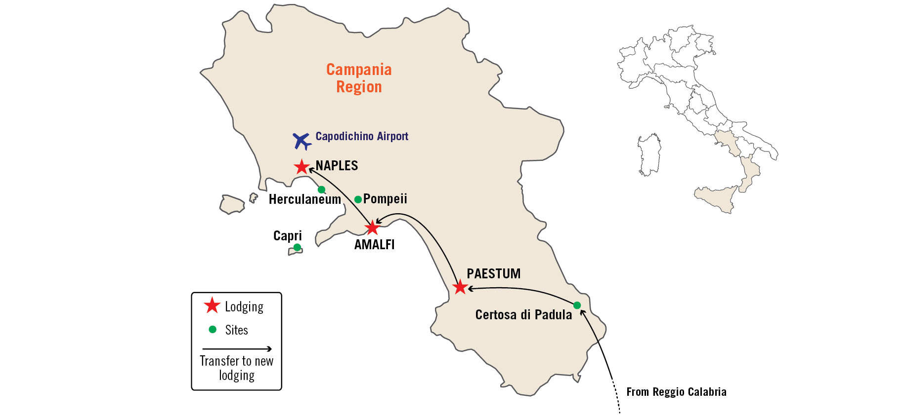 Amalfi Coast Tour Map