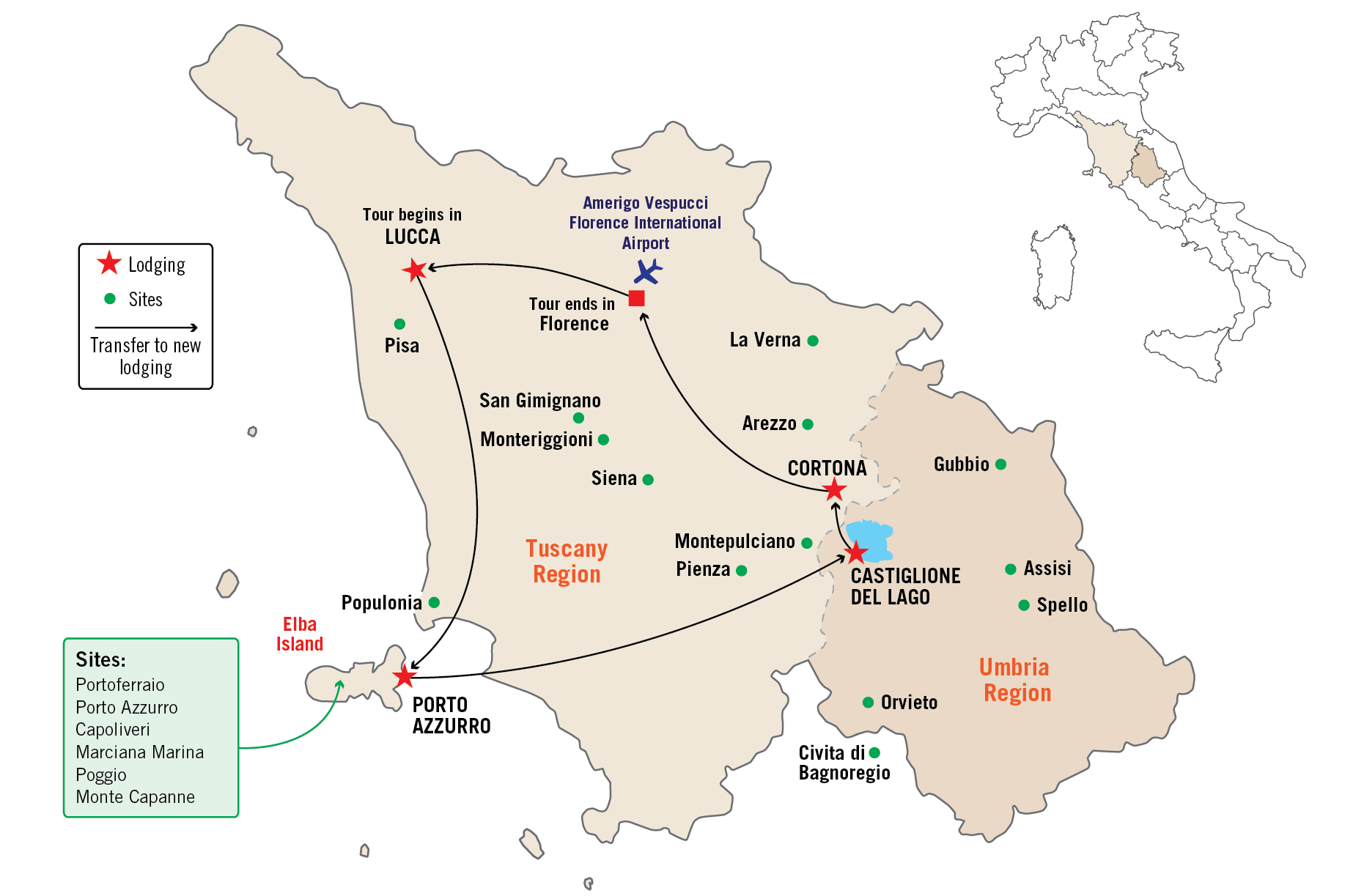 Tuscany and Umbria Map